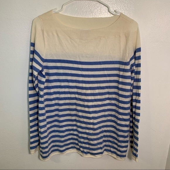 Gap Bella Boatneck Sweater Moore Blue Stripe - Picture 2 of 11